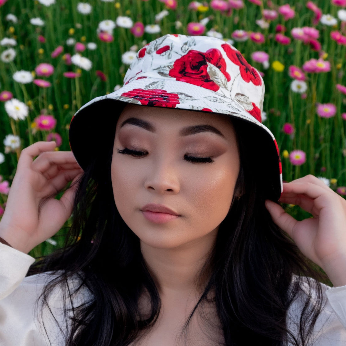 Rose Florals Reversible Two Sided Bucket Hat
