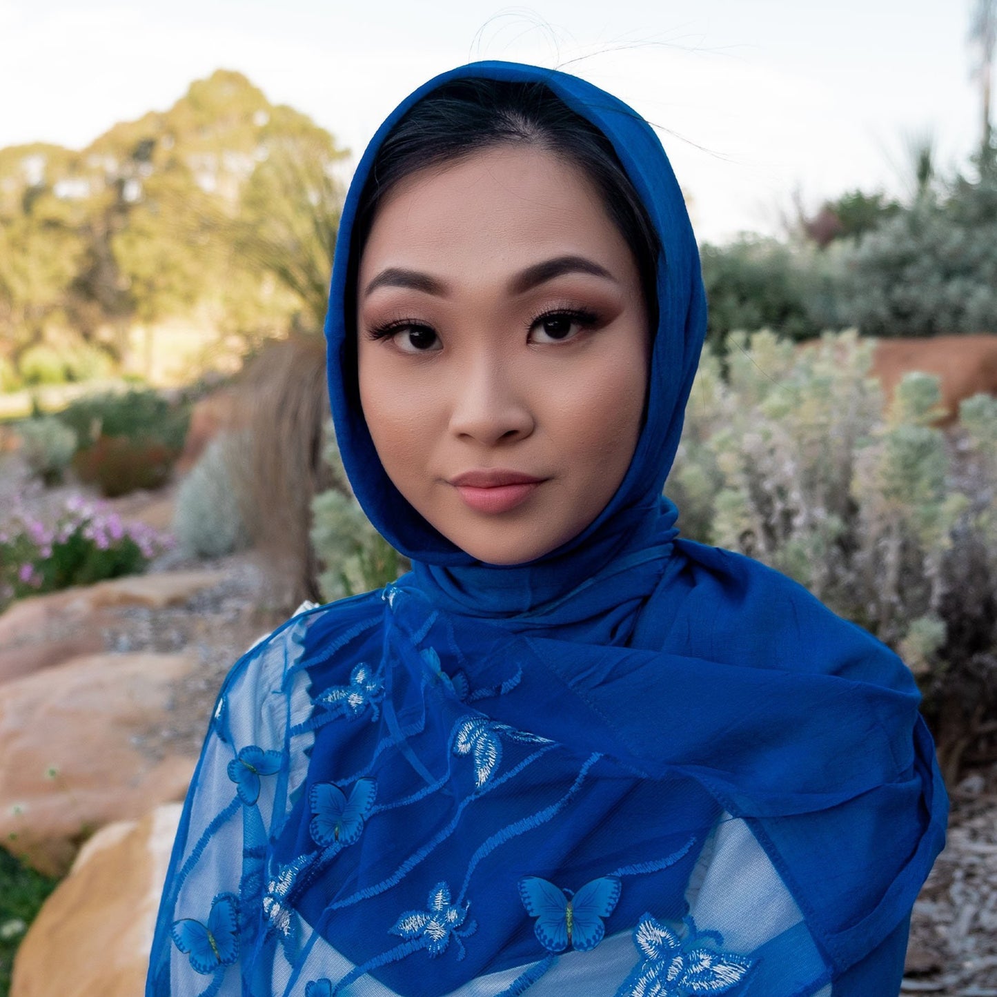 " Parinaz " Royal Blue  Butterfly Hijab Shawl