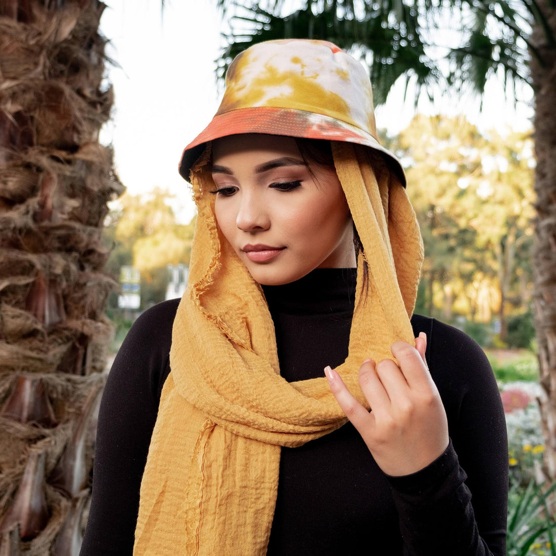 " Asal  " Mustard Yellow  Ultra Soft Cotton Crinkle Hijab Shawl