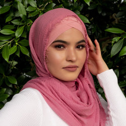 " Gul Gulab  " Nude Pin Ultra Soft Cotton Crinkle Hijab Shawl