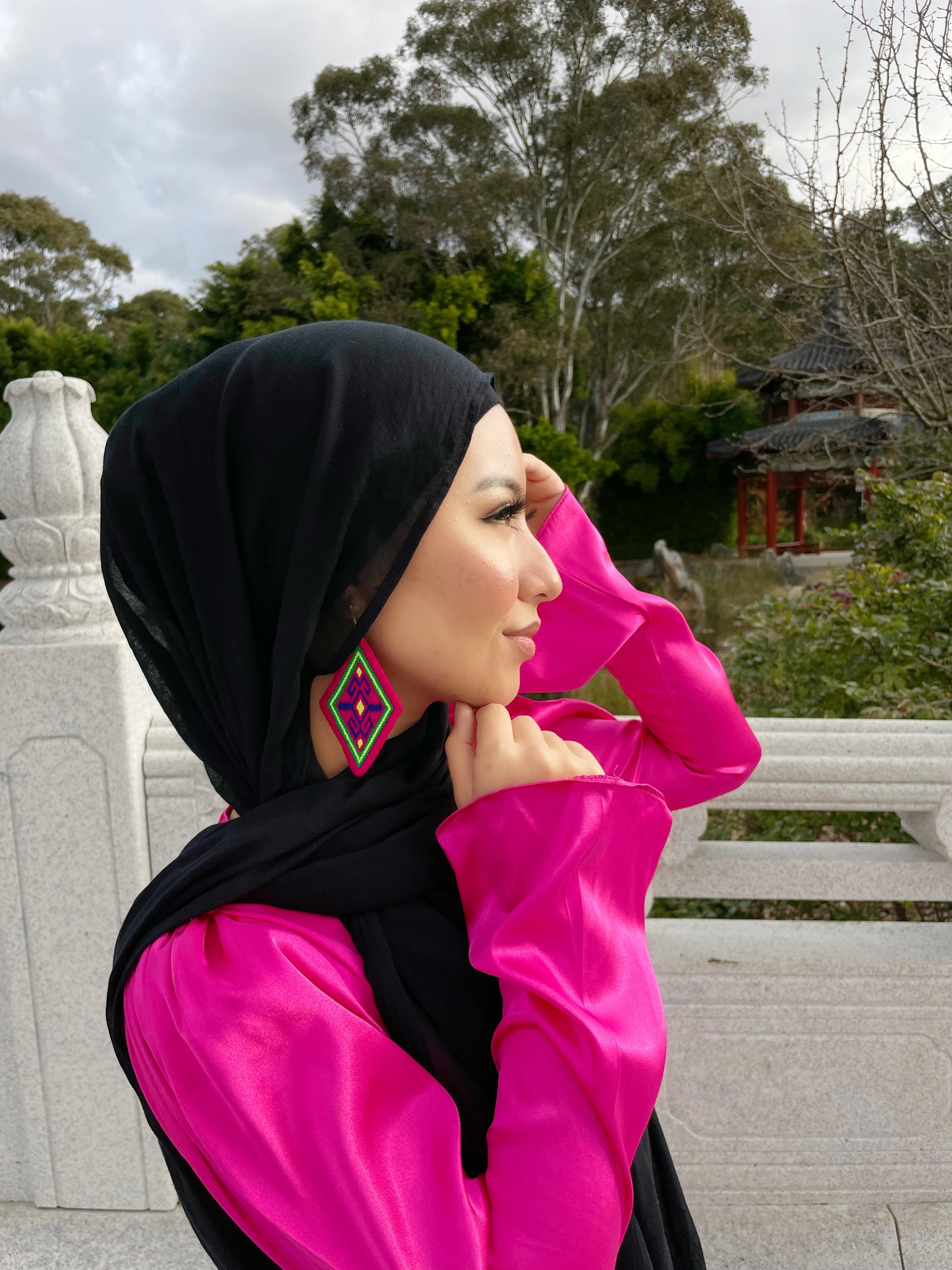 " Noorband"  Qabtumar Earrings in pink