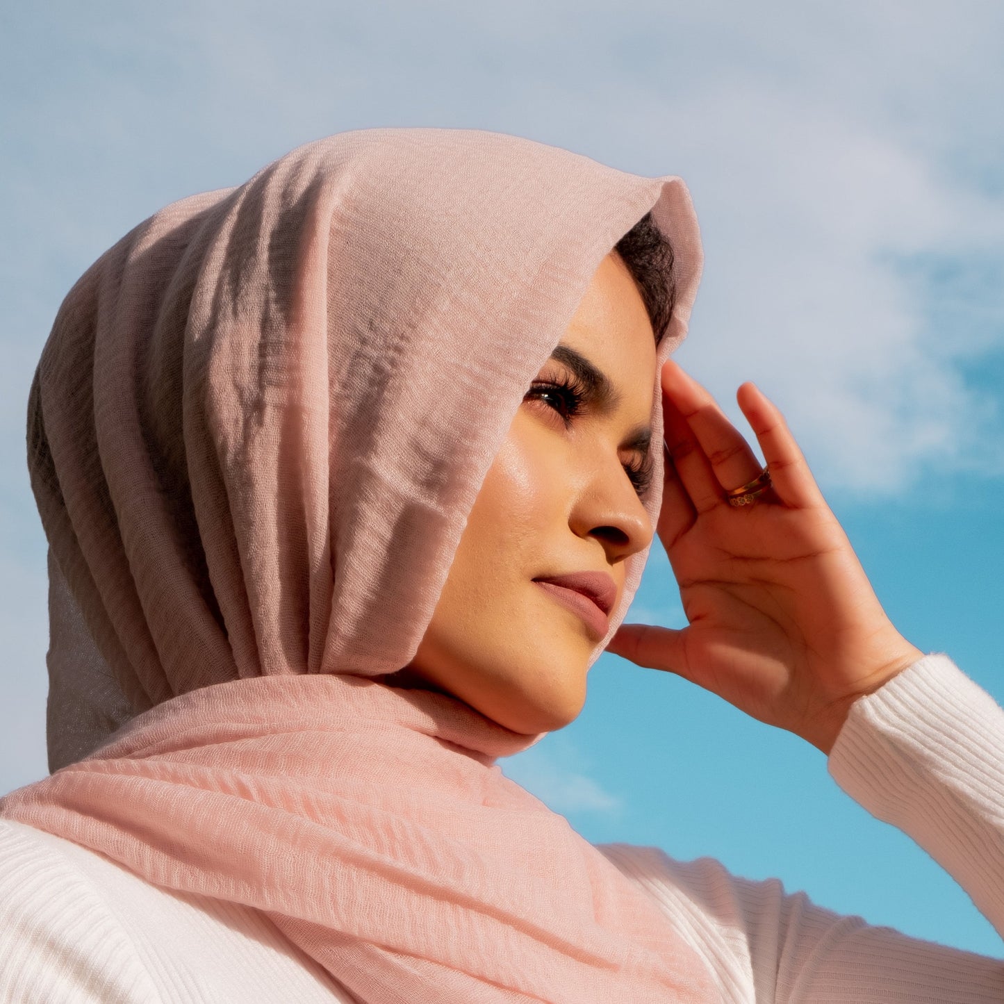 " Mehry " Nude Pink Pastel Ultra Soft Cotton Crinkle Hijab Shawl