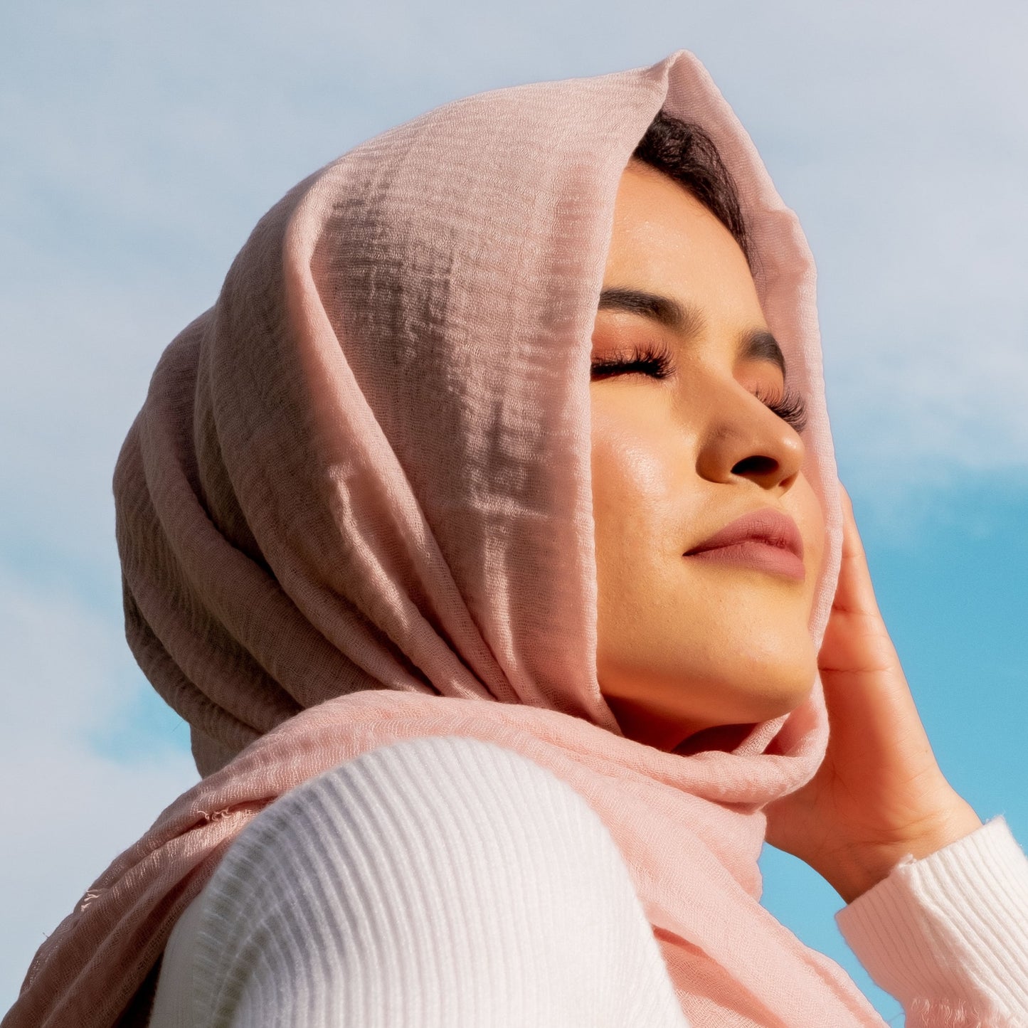 " Mehry " Nude Pink Pastel Ultra Soft Cotton Crinkle Hijab Shawl