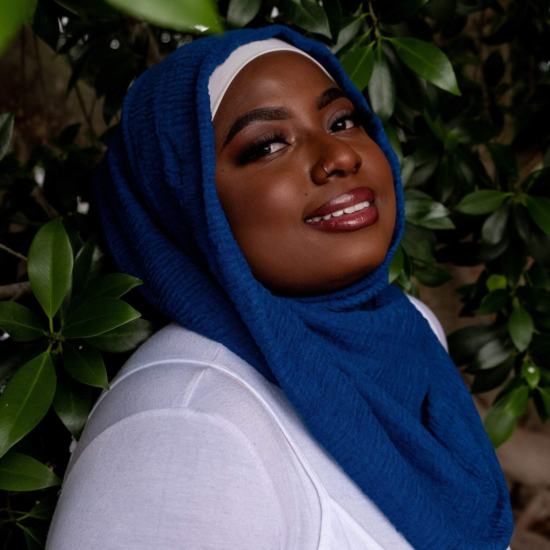 " Neelab " Royal Blue Ultra Soft Cotton Crinkle Hijab Shawl