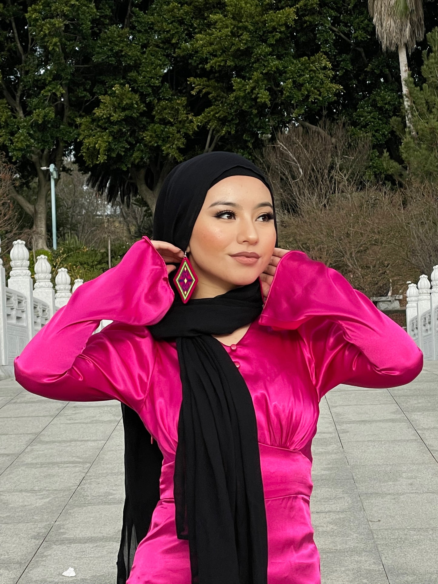 " Noorband"  Qabtumar Earrings in pink