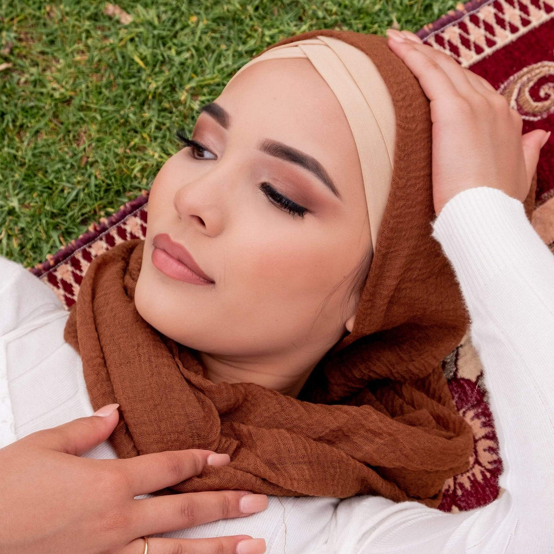 " Ghoroub " Coffee Brown Ultra Soft Cotton Crinkle Hijab Shawl