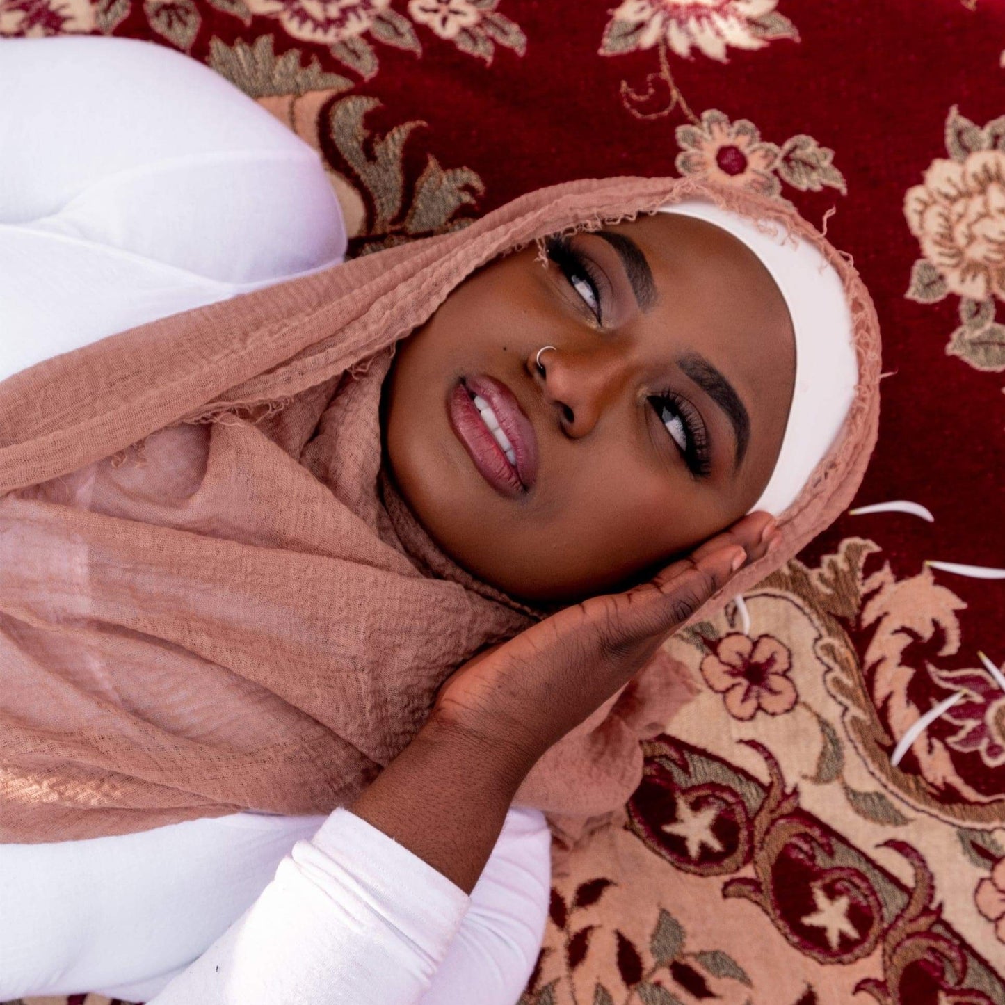 " Guhar " Beige Nude Ultra Soft Cotton Crinkle Hijab Shawl