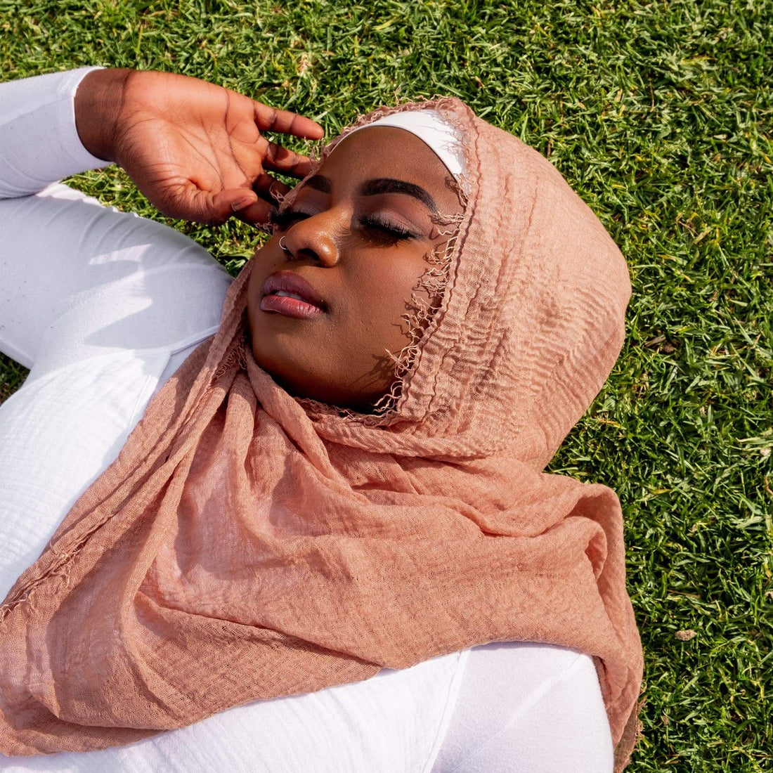 " Guhar " Beige Nude Ultra Soft Cotton Crinkle Hijab Shawl