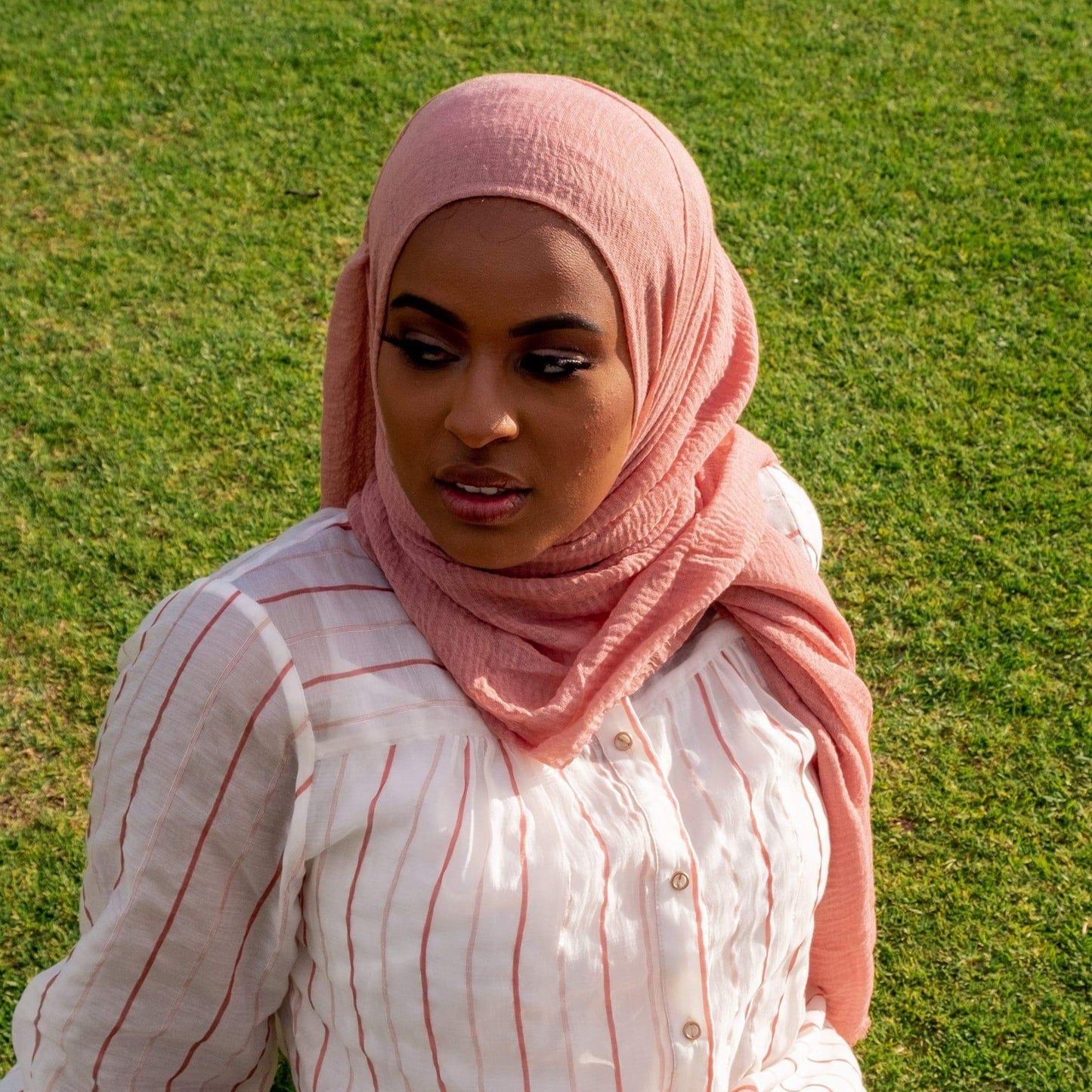 " Gulsoom "  Warm Nude Pink Ultra Soft Cotton Crinkle Hijab Shawl