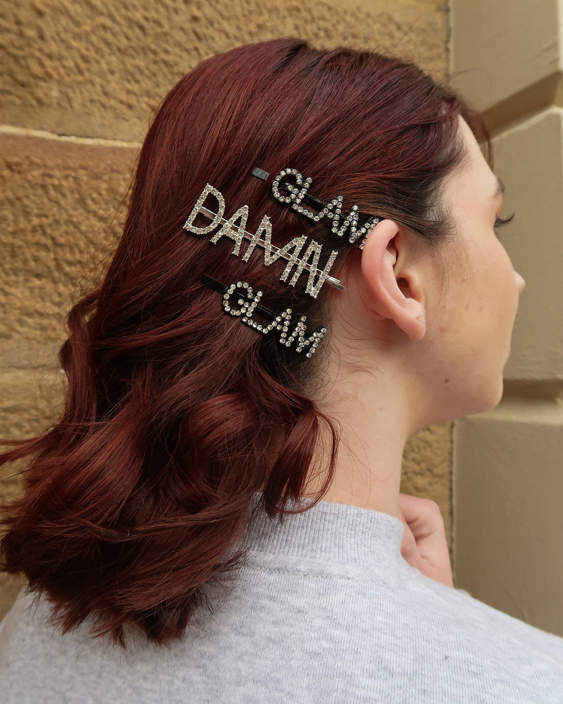 Glam Rhinestone Slogan Hair Pin