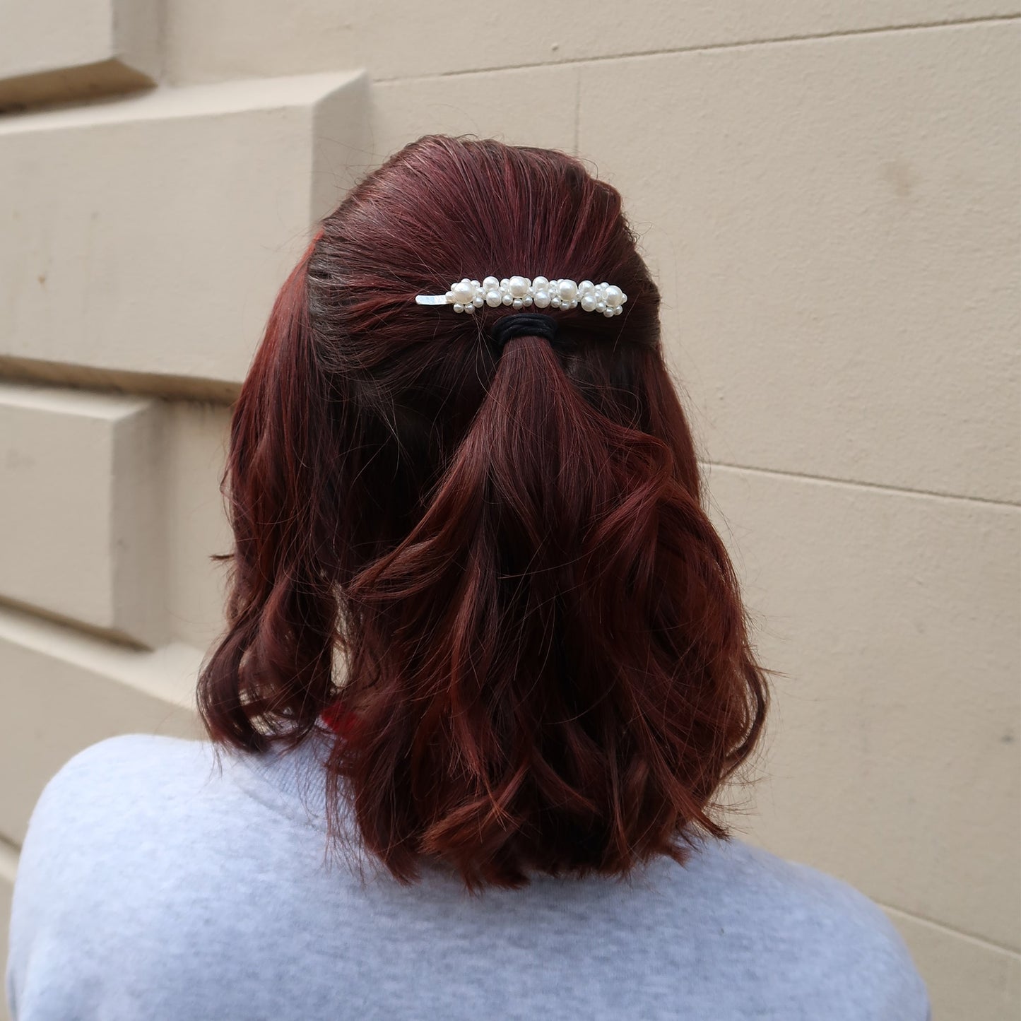 " Fereshta " Long flower Pearl hair clip