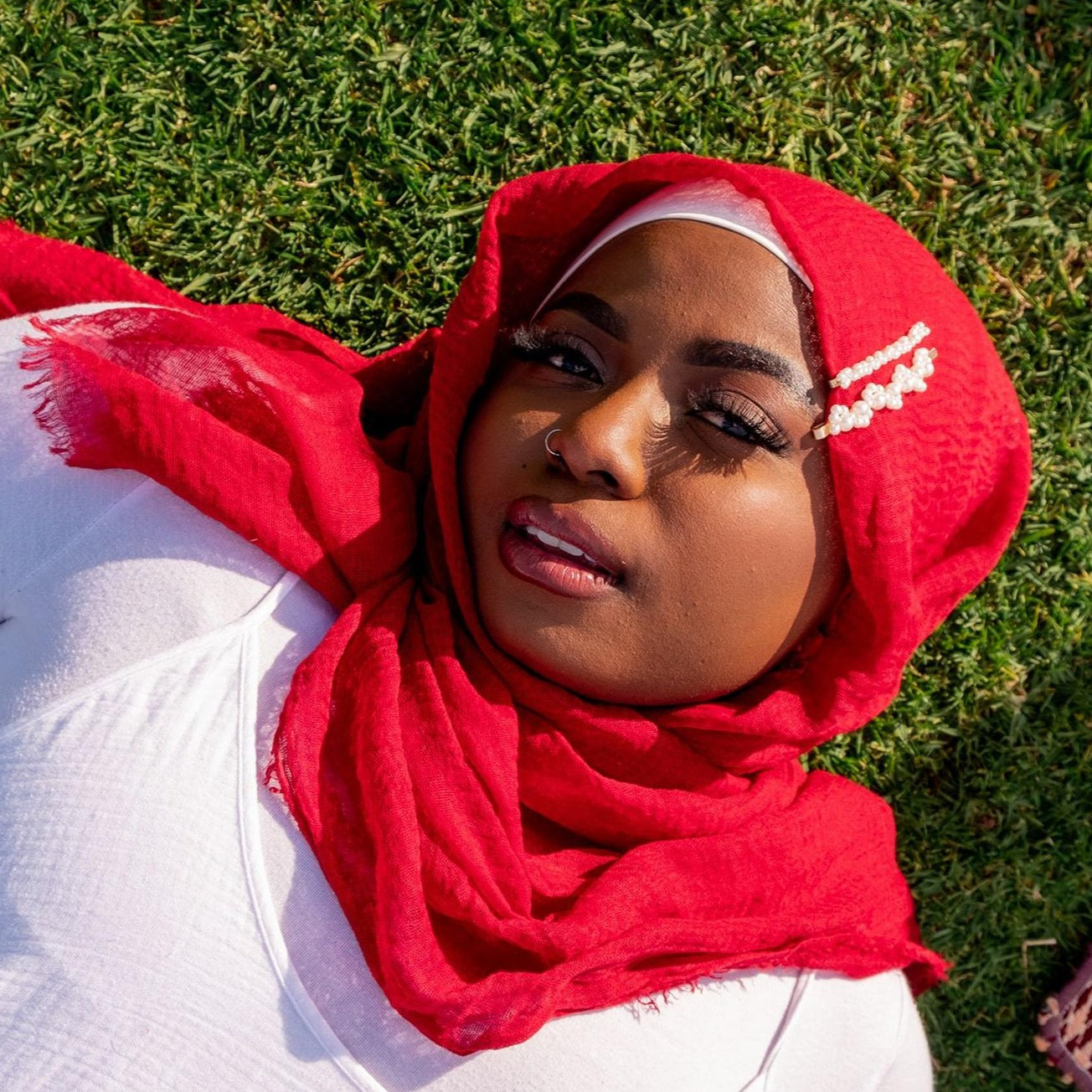 " Zohra  " Moron Red Ultra Soft Cotton Crinkle Hijab Shawl
